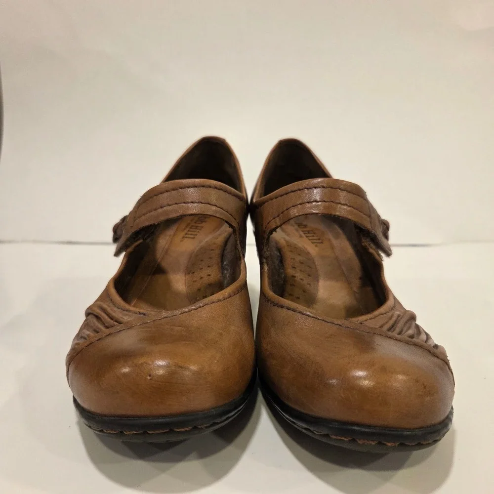 Cobb Hill Mary Jane‎ Heels Womens 8M Tan Leather Ruched Office Career Academia